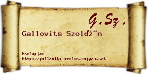 Gallovits Szolón névjegykártya